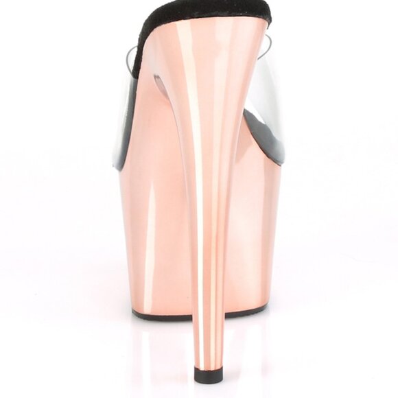 Rose Gold Platform Heels | Clear Strap Exotic Stiletto Sandals - Picture 4 of 5
